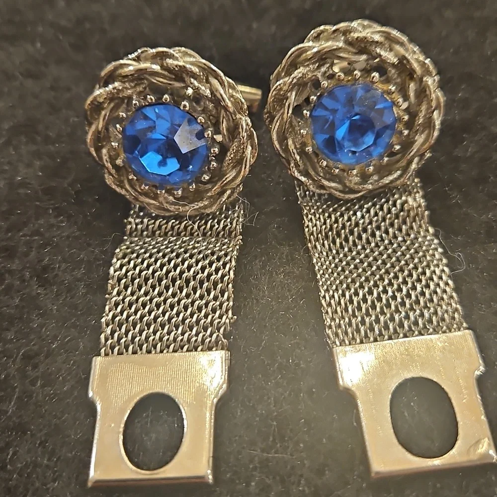 Elegant Blue Stone Silver Cufflinks